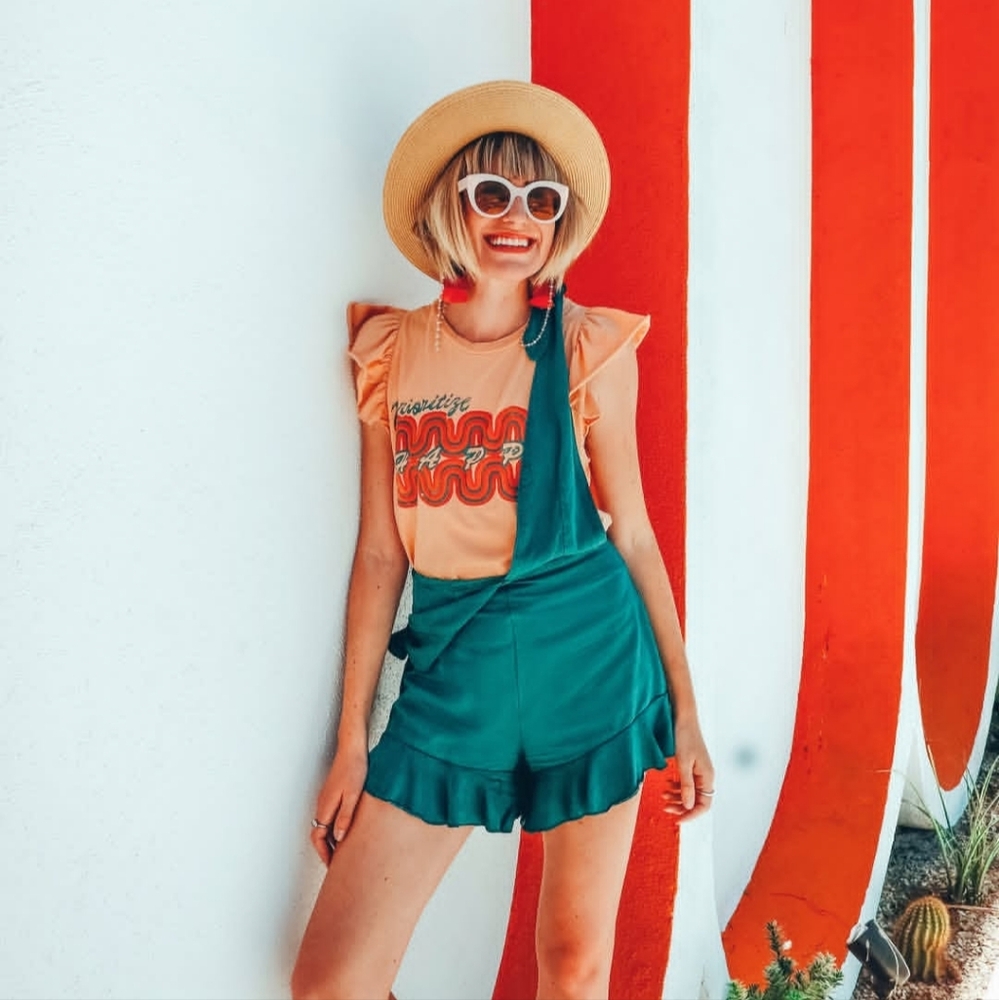 Dazey L.A. Artisan Boho Ruffle Hem Romper - Picture 2 of 13